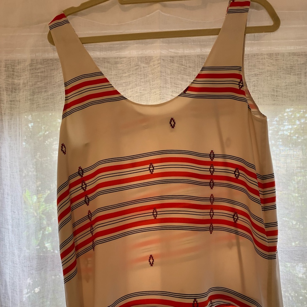 Joie white and orange stopped silk top